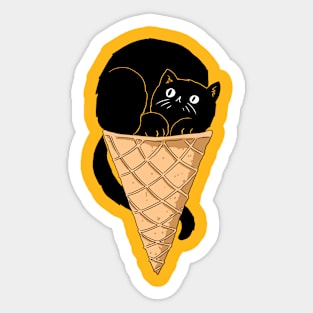 black cat ice cream Sticker